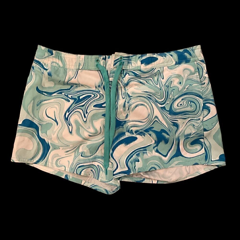 O'rageous Juniors Big Girls High Rise Blue & White Swim Shorts Size Medium